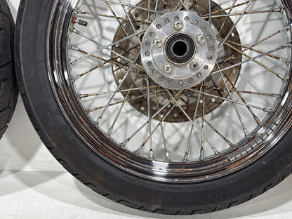 2007 Harley Dyna Street Bob FXDBI OEM Front Rear Wheel Rim Tire Spoked