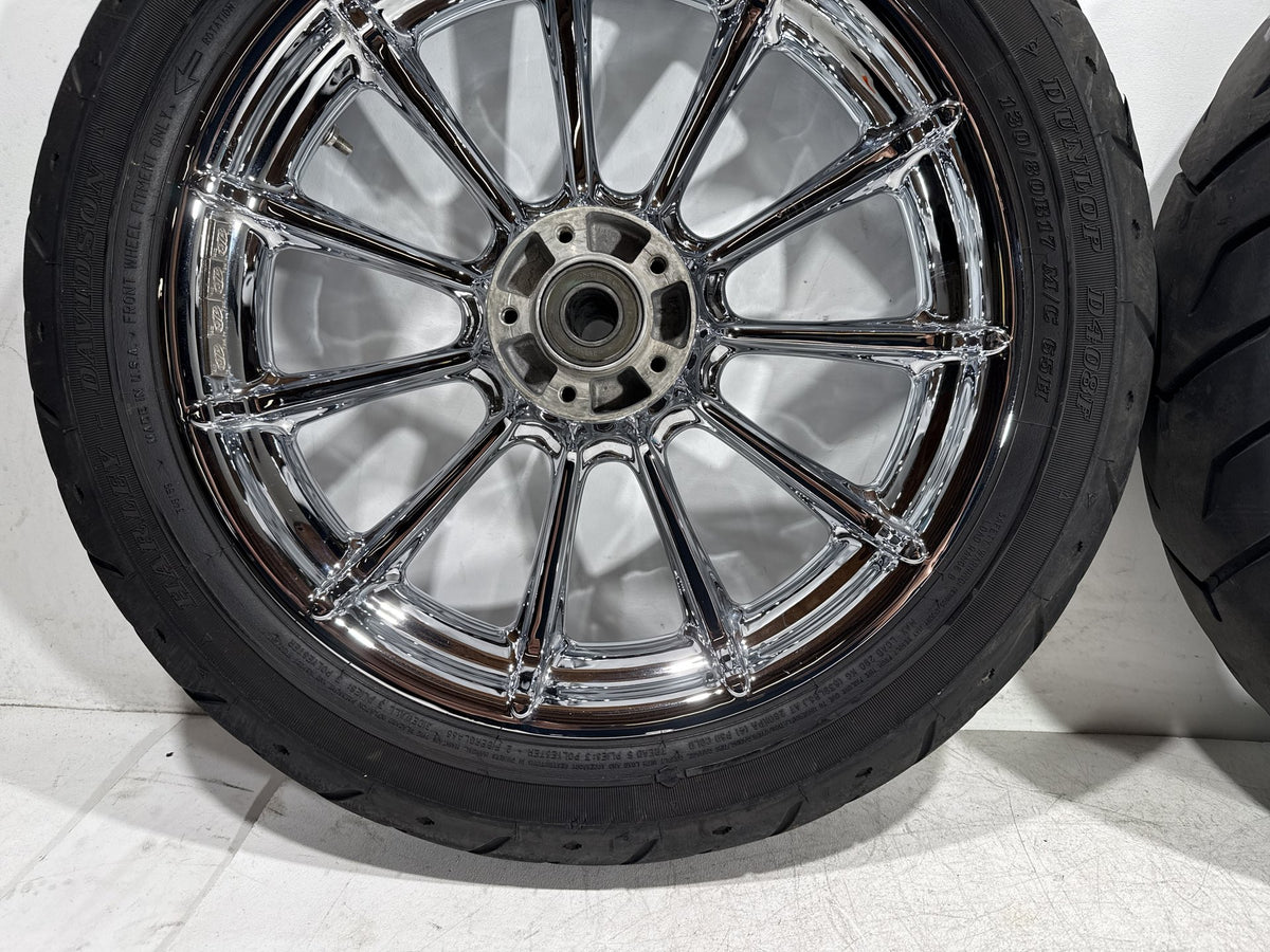 2009 Harley Electra Glide Touring CVO Eagle Front & Rear Wheel Rim Tire 16" 17"