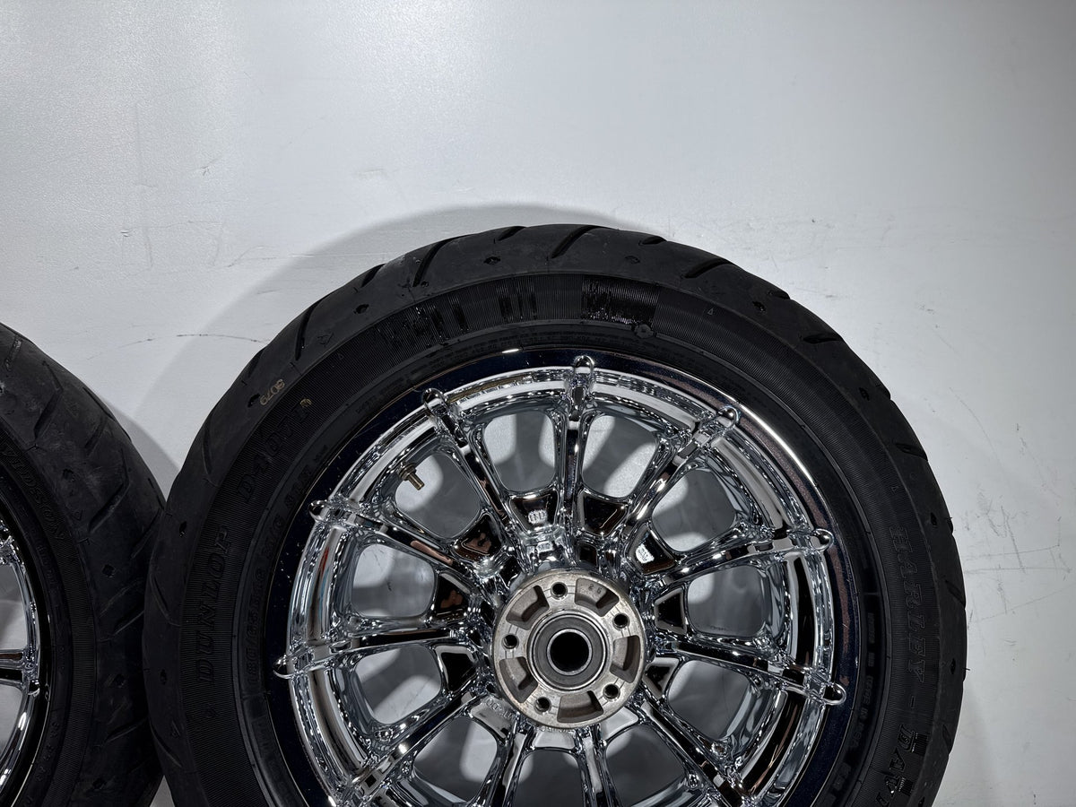 2009 Harley Electra Glide Touring CVO Eagle Front & Rear Wheel Rim Tire 16" 17"