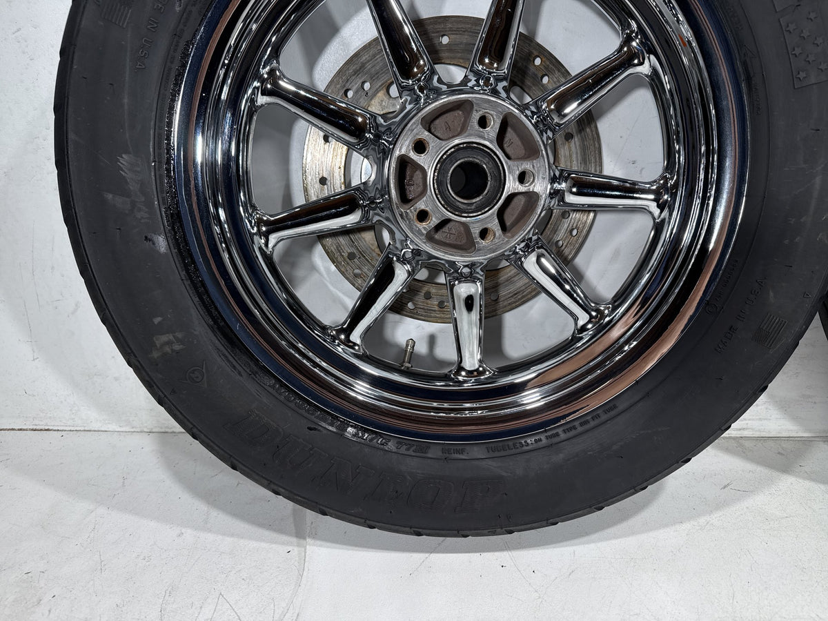 2002 Harley Electra Glide Touring Classic Front & Rear Wheel Rim Tire 16" CHROME