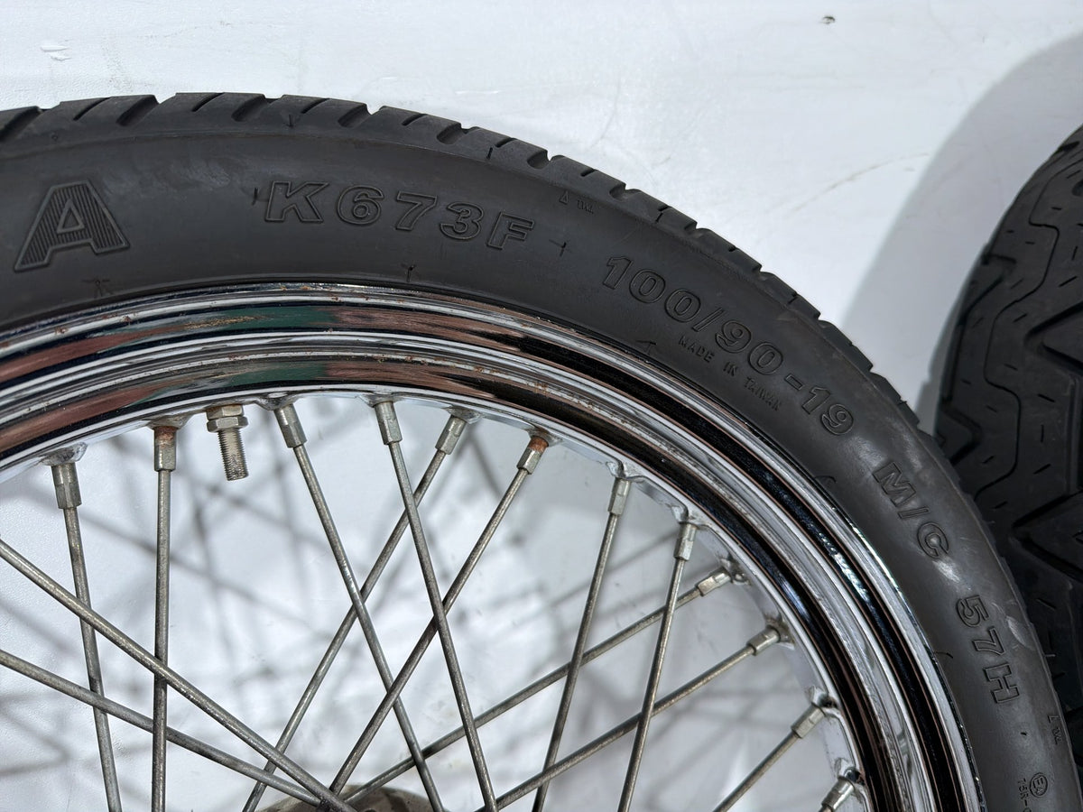 1991 Harley Sportster 883 Deluxe XLH883 Front Rear Wheel Rim Tire Spoked 16" 19"