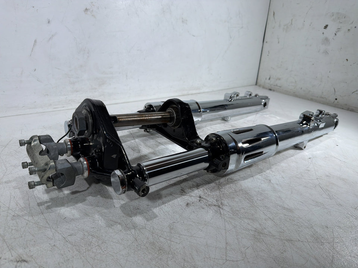 10 Harley Street Glide Touring OEM Front Triple Tree Set LH RH Fork Legs Sliders
