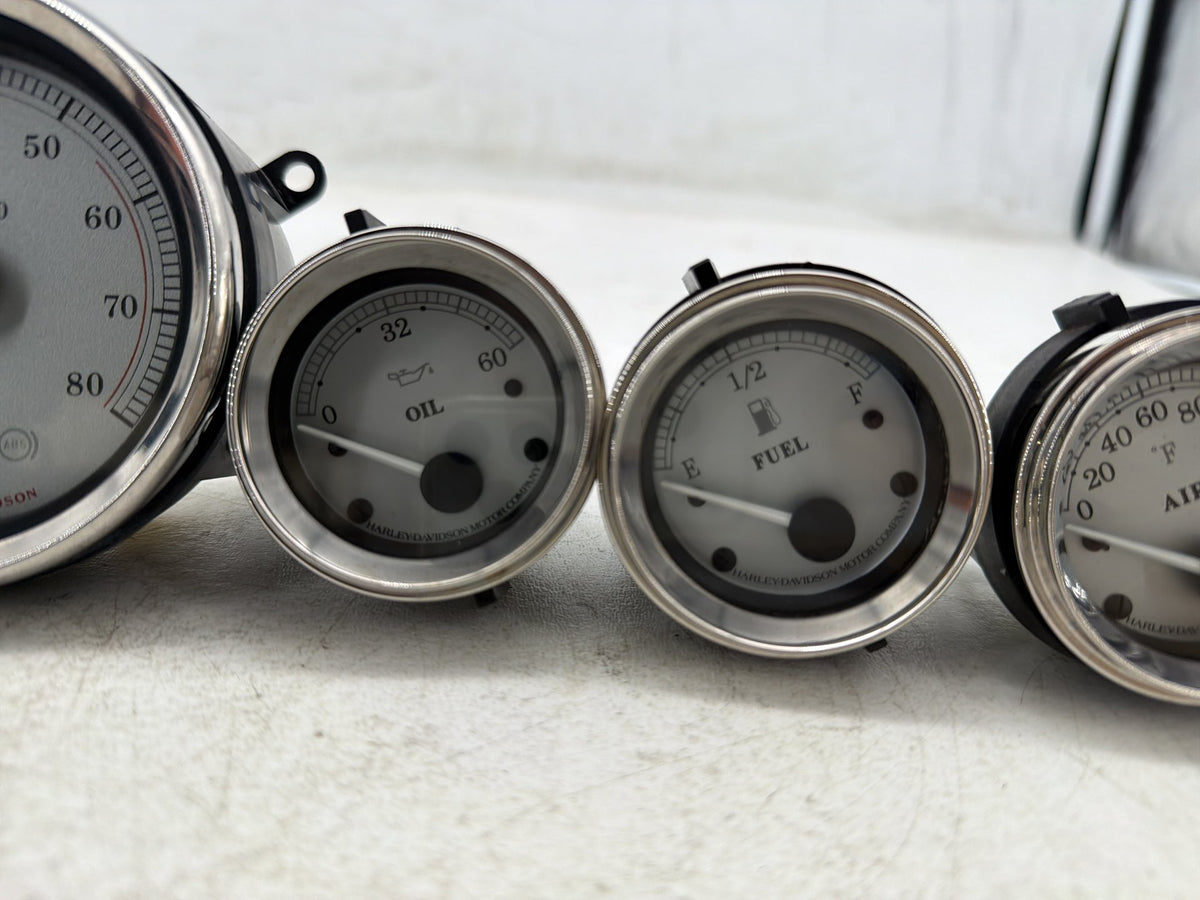10 Harley Street Glide Touring Air Oil Volt Fuel Tacho Speedo Gauges Silver Face