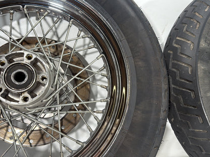 2002 Harley Heritage Softail Classic FLSTC OEM Front Rear Wheel Rim Tire Spoked