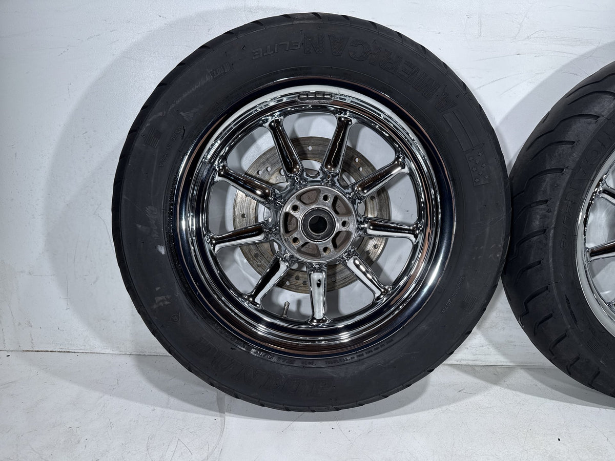 2002 Harley Electra Glide Touring Classic Front & Rear Wheel Rim Tire 16" CHROME