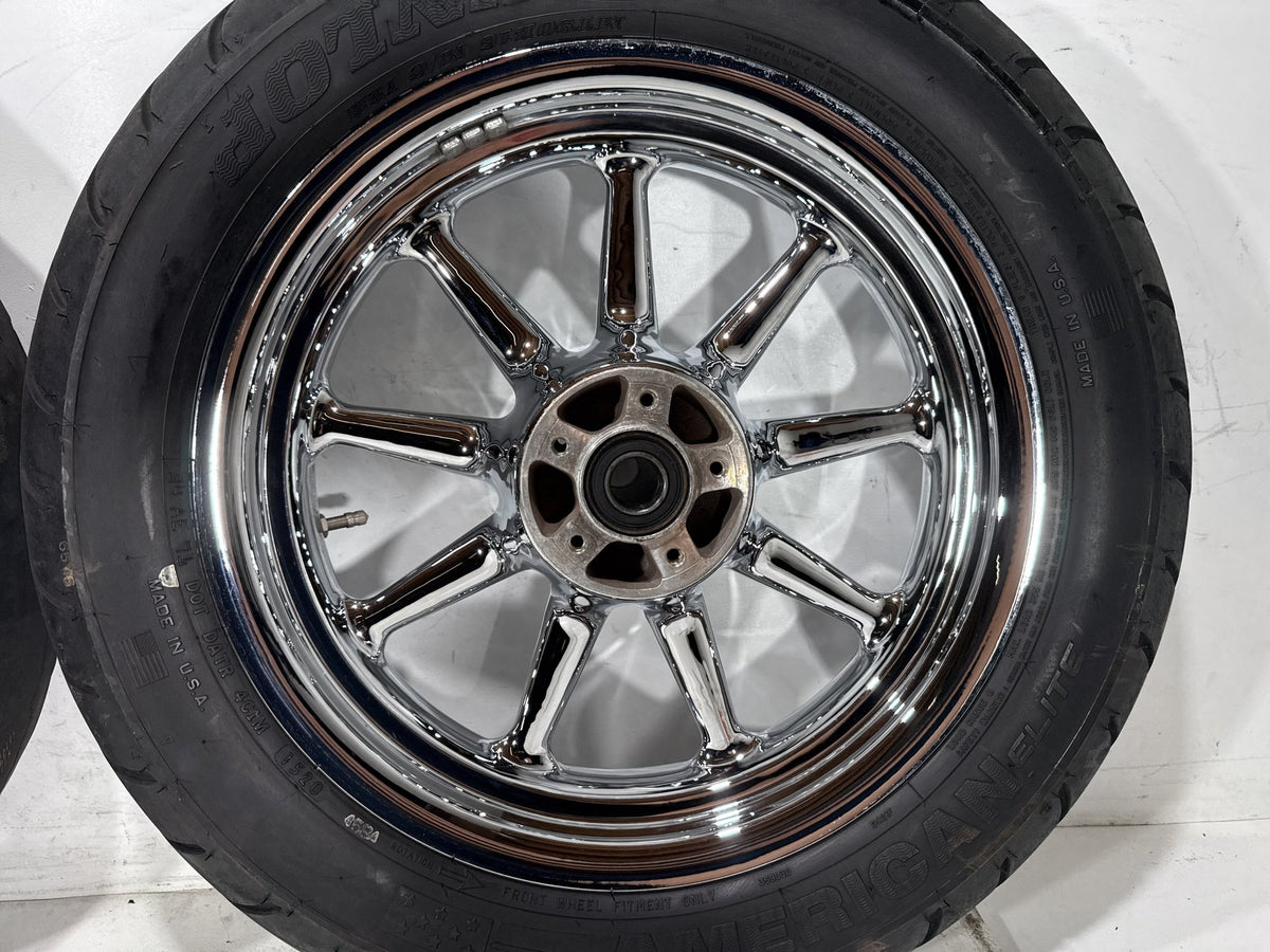 2002 Harley Electra Glide Touring Classic Front & Rear Wheel Rim Tire 16" CHROME