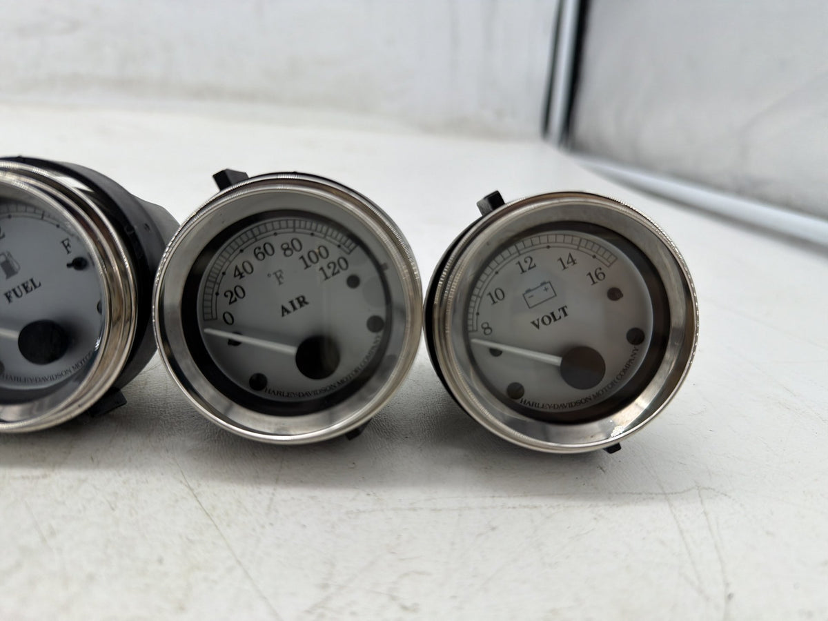 10 Harley Street Glide Touring Air Oil Volt Fuel Tacho Speedo Gauges Silver Face