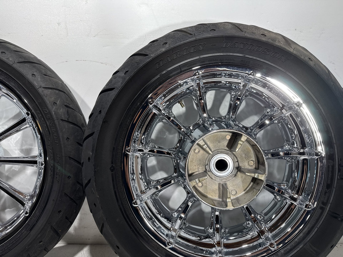 2009 Harley Electra Glide Touring CVO Eagle Front & Rear Wheel Rim Tire 16" 17"