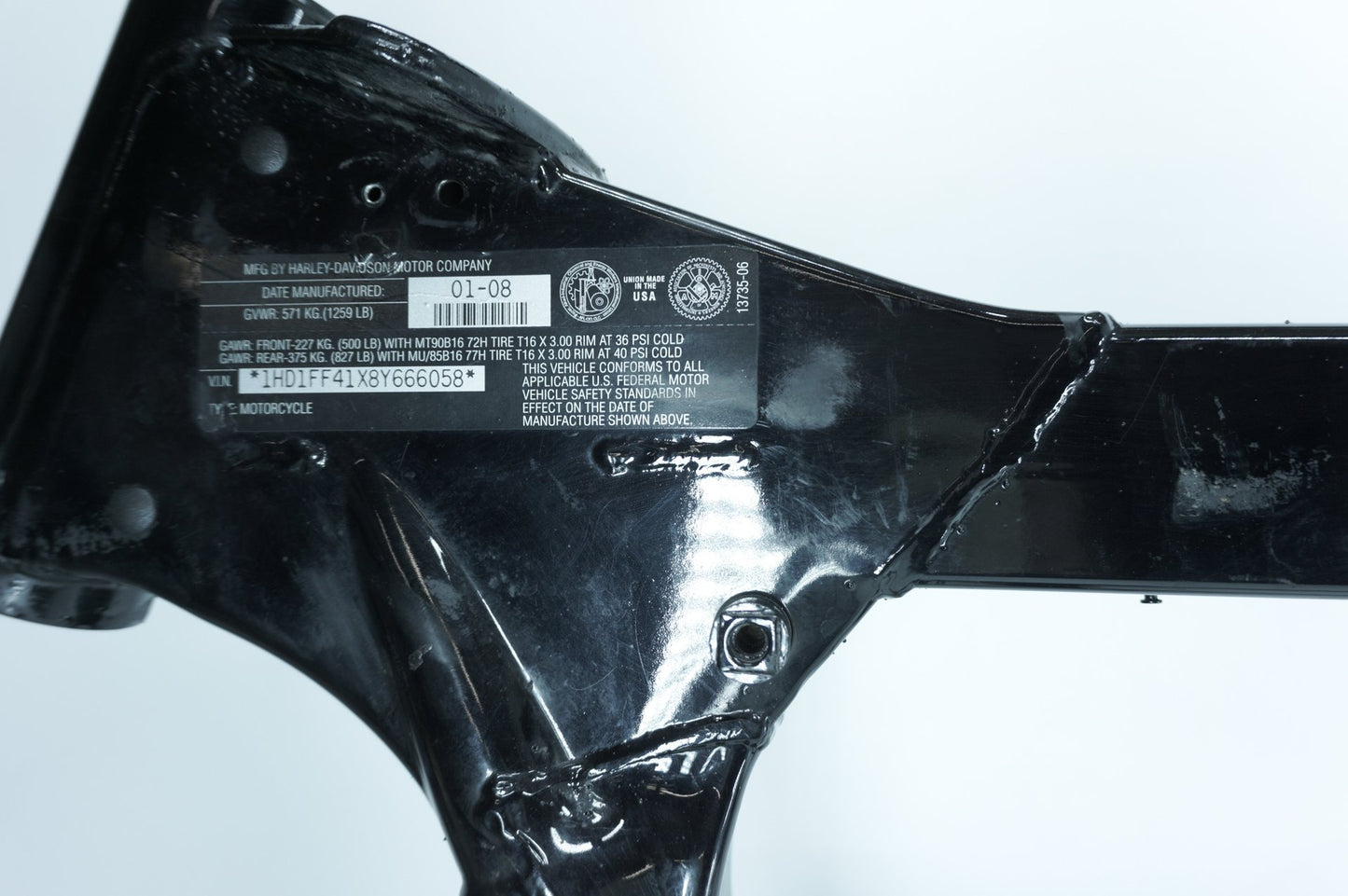 2007 - 2012 Harley-Davidson Touring Electra Glide Classic Body Main Frame Chassis CLN CLR 47900-08BHP