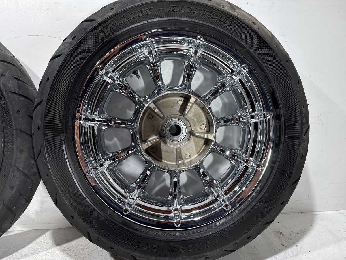 2009 Harley Electra Glide Touring CVO Eagle Front & Rear Wheel Rim Tire 16" 17"
