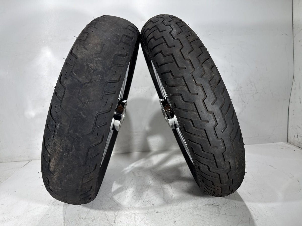 2007 Harley Electra Glide Touring CVO OEM Front & Rear Wheel Rim Tire 16" CHROME