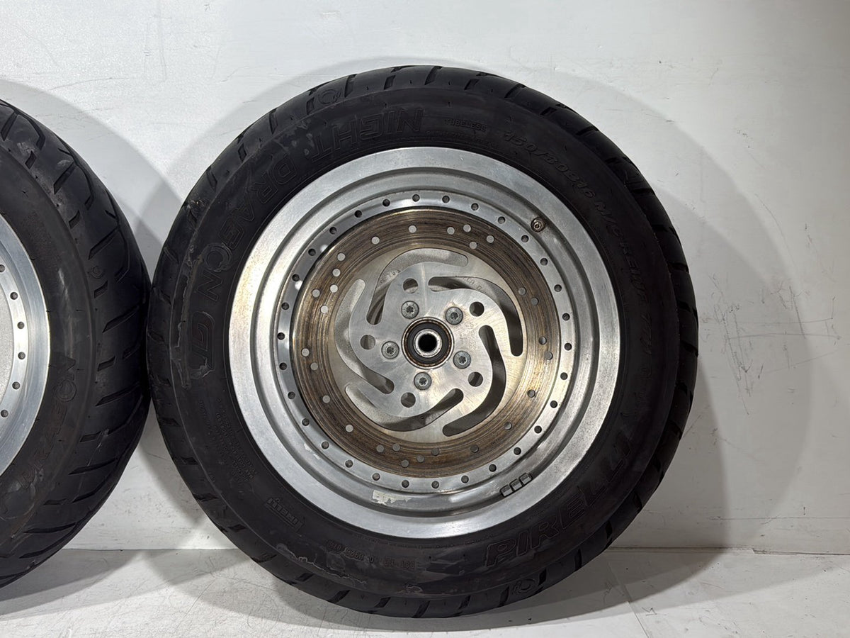 2005 Harley Softail Fat Boy FLSTF OEM Front & Rear Wheel Rim Tire 16"