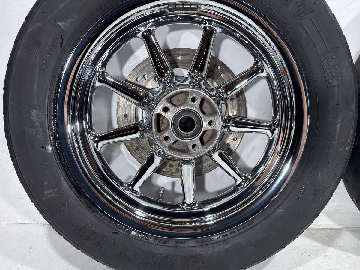 2002 Harley Electra Glide Touring Classic Front & Rear Wheel Rim Tire 16" CHROME