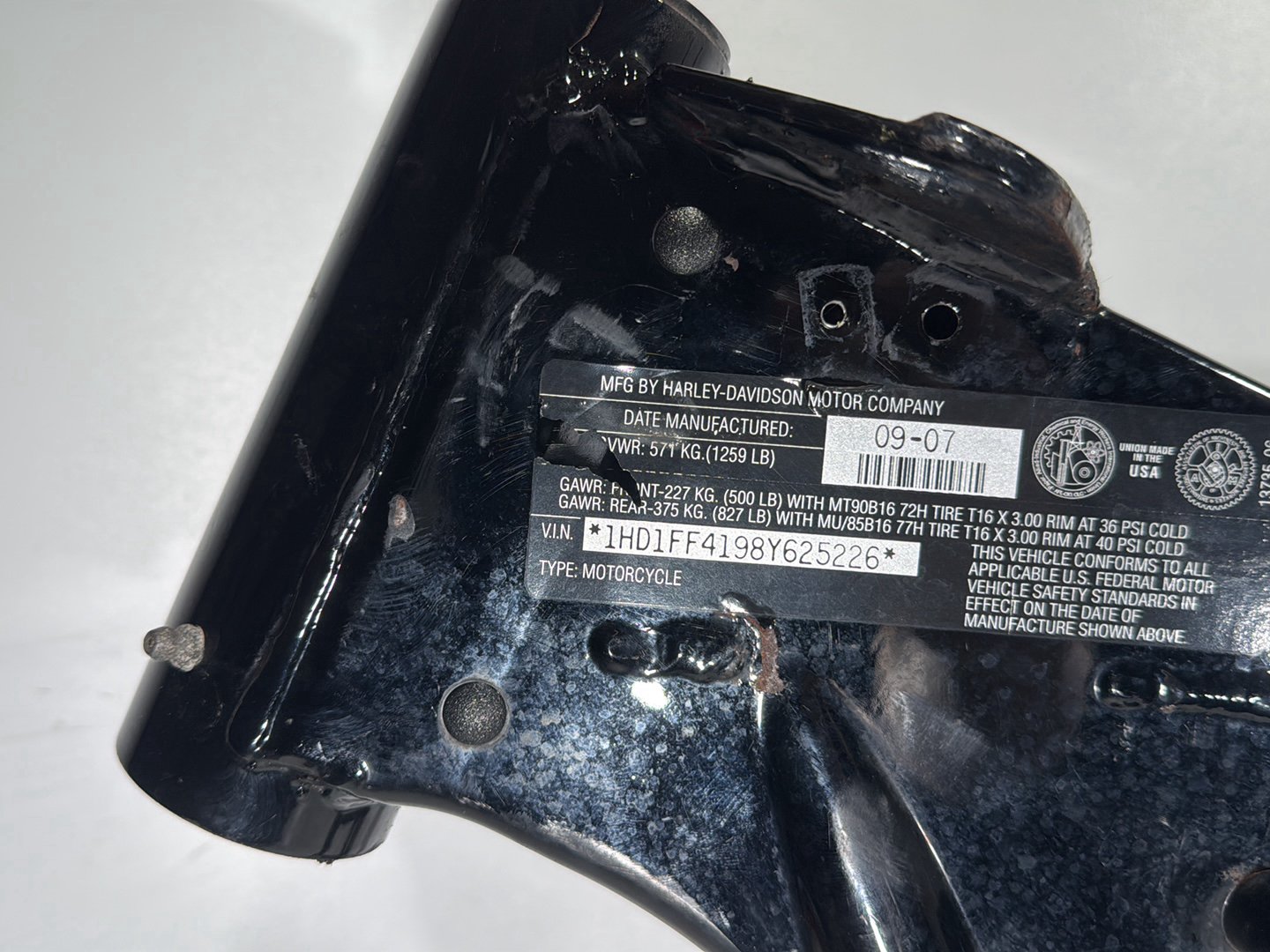 2008 Harley Touring Electra Glide OEM Body Main Frame Chassis SLVG 47900-08BHP