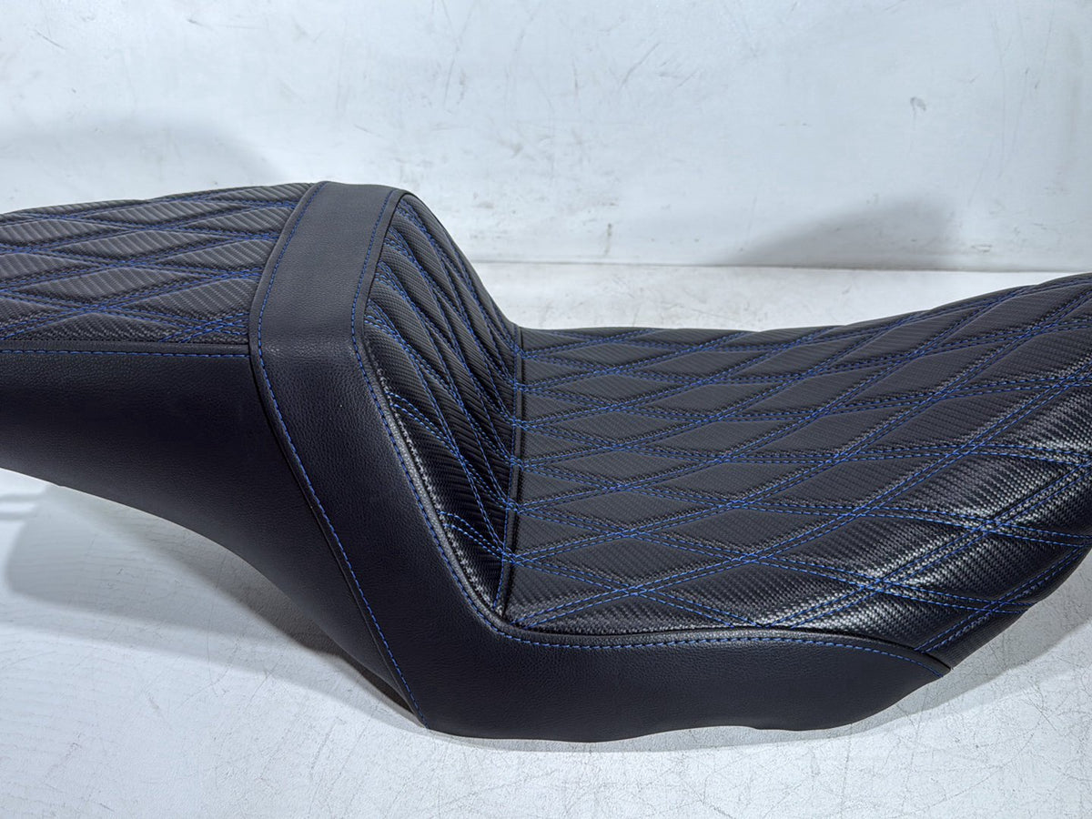 92 Harley Electra Touring Passenger Rider Driver Seat Saddle Two-Up Blue stitch