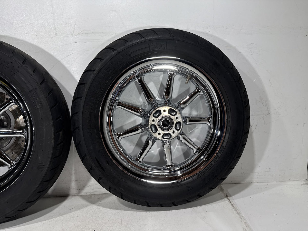 2002 Harley Electra Glide Touring Classic Front & Rear Wheel Rim Tire 16" CHROME