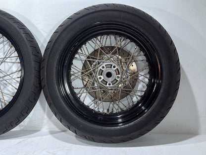 2009 Harley Dyna Street Bob FXDB OEM Front Rear Wheel Rim Tire Spoked 17" 19"