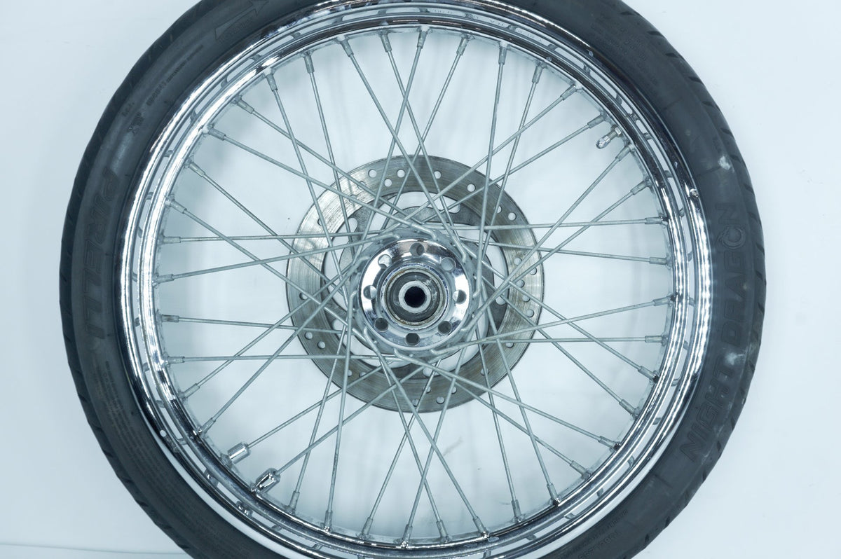 01 Harley Softail FXSTB Night Train OEM Front Wheel Rim Tire Spoked MH90-21 21"