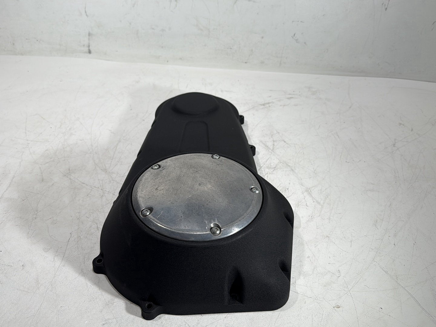2008 Harley Dyna Fat Bob FXDF OEM Outer Primary Clutch Cover Black Wrinkle