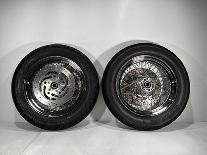 2005 Harley Touring FLHRCI Road King Classic OEM Front Rear Wheel Rim Tire Spoked