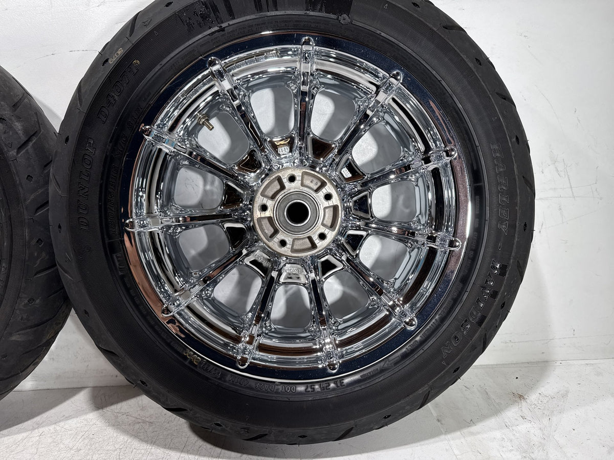 2009 Harley Electra Glide Touring CVO Eagle Front & Rear Wheel Rim Tire 16" 17"