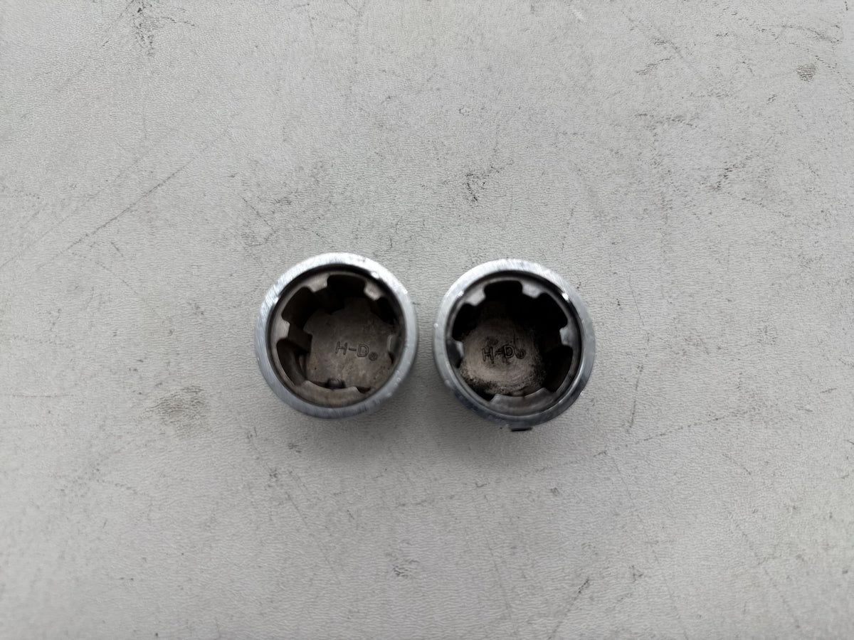 97 Harley Road King Touring FLHR OEM Front Wheel Axle Nut Covers Caps SCRATCHED