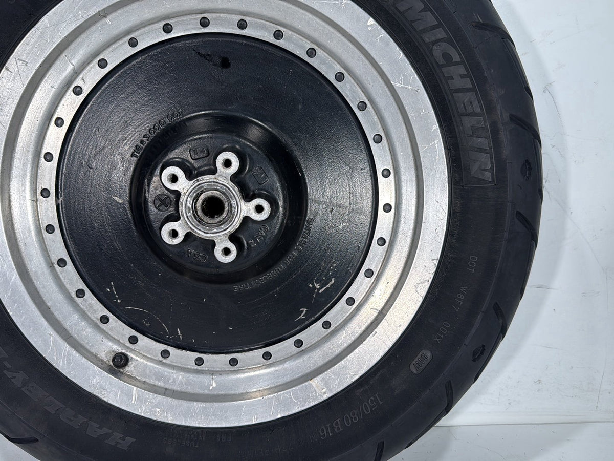 2000 Harley Dyna FXDWG Wide Glide OEM Rear Wheel Rim Tire 150/80B16 77H, 16"