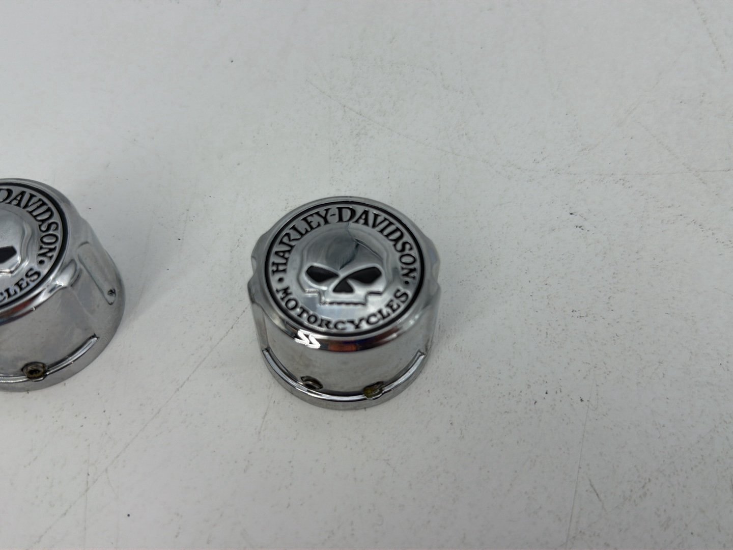 1986 - 1998 Harley-Davidson Softail Heritage Classic Front Wheel Axle Nut Covers Caps 43163-08A