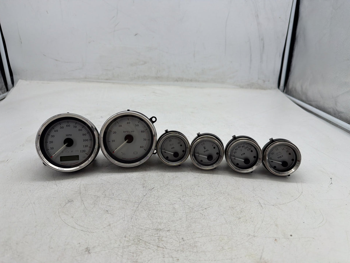 10 Harley Street Glide Touring Air Oil Volt Fuel Tacho Speedo Gauges Silver Face
