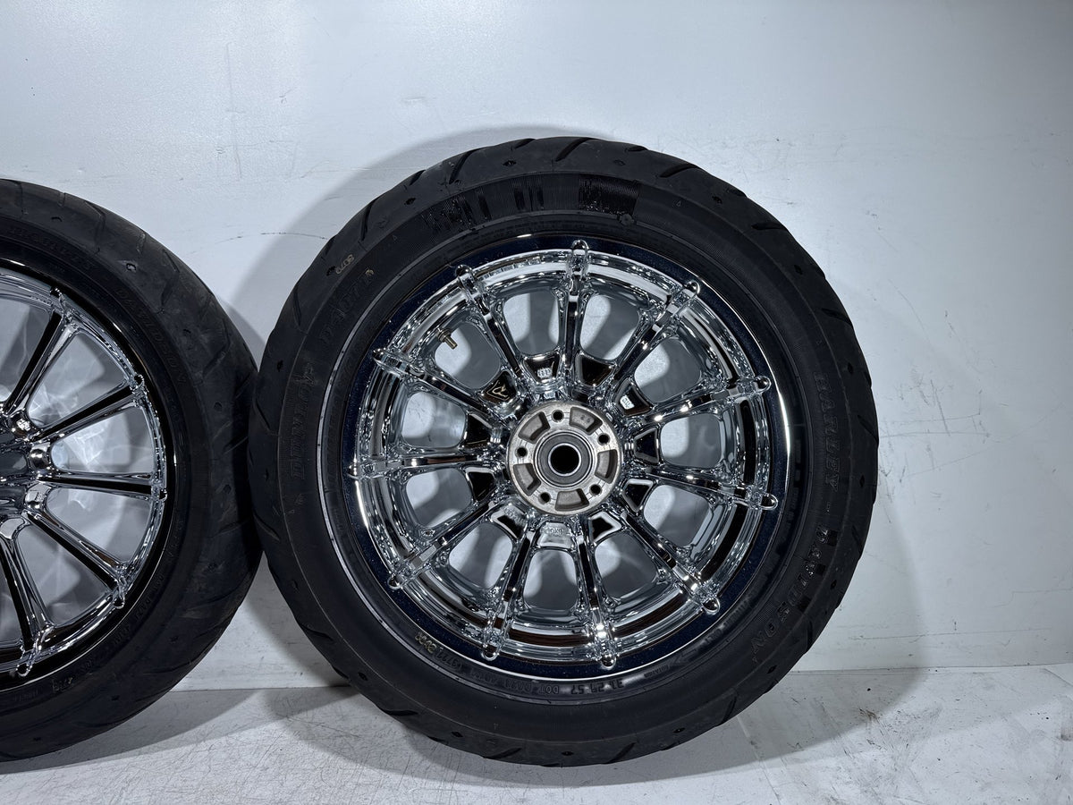 2009 Harley Electra Glide Touring CVO Eagle Front & Rear Wheel Rim Tire 16" 17"