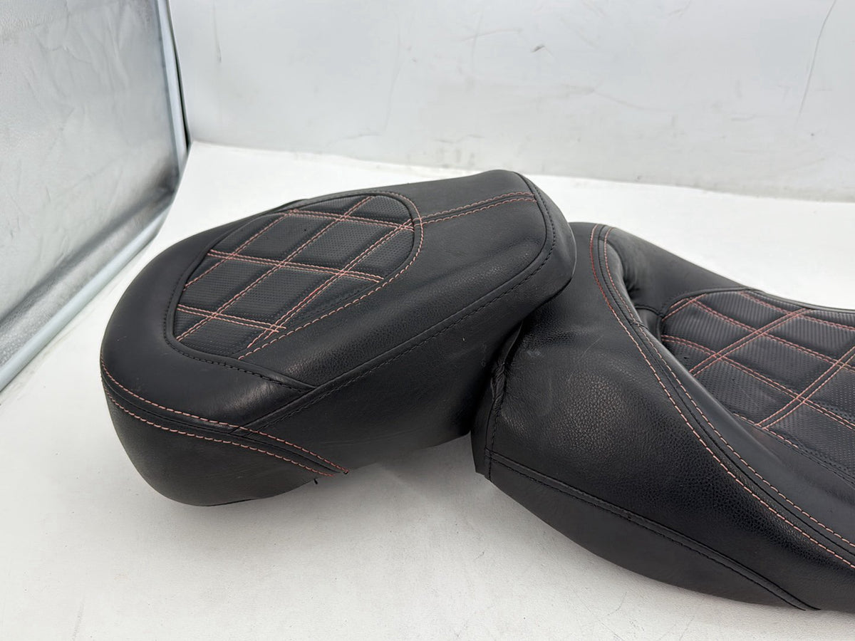 13 Harley Street Glide Touring Passenger Rider Driver Seat Saddle Orange Stitch