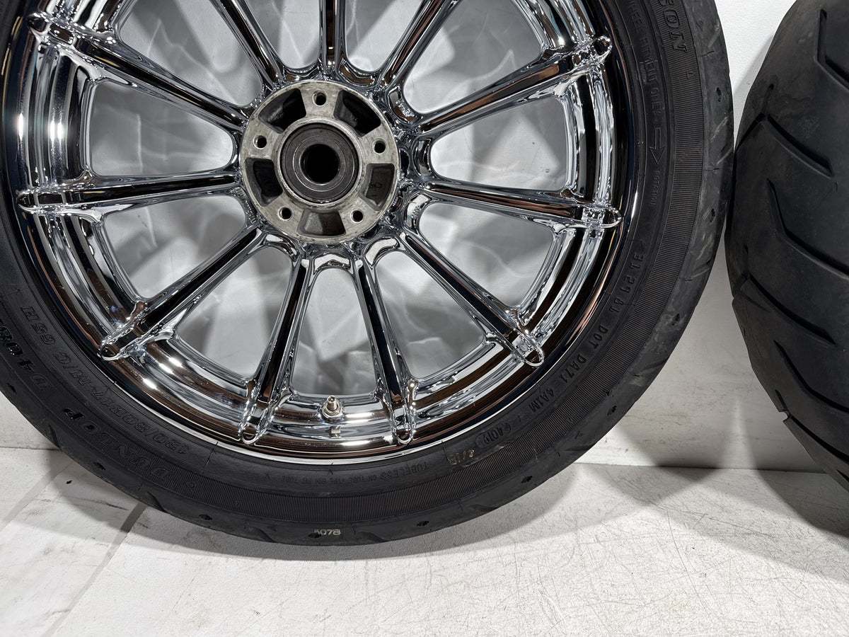2009 Harley Electra Glide Touring CVO Eagle Front & Rear Wheel Rim Tire 16" 17"
