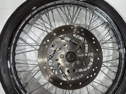09 Harley Sportster XL1200 1200 Low OEM Front Wheel Rim Tire Spoked MH90-21 21"