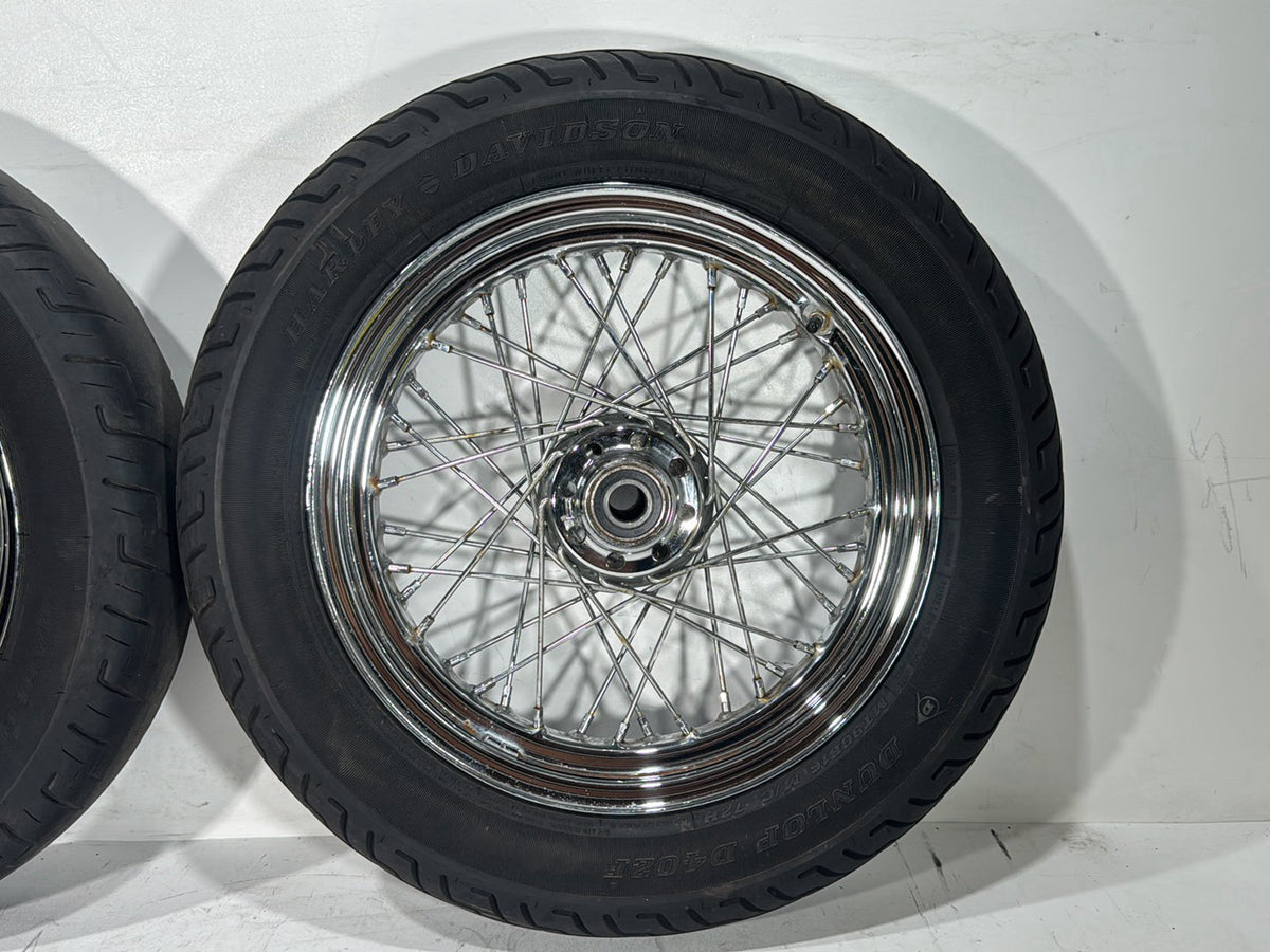 2013 Harley Heritage Softail Classic OEM Front Rear Wheel Rim Tire Spoked 16"
