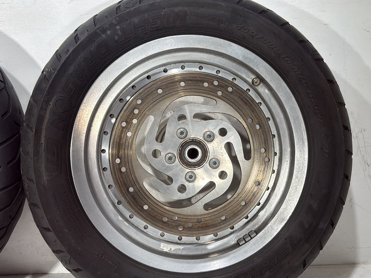2005 Harley Softail Fat Boy FLSTF OEM Front & Rear Wheel Rim Tire 16"