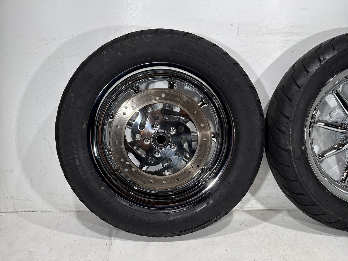 2002 Harley Electra Glide Touring Classic Front & Rear Wheel Rim Tire 16" CHROME