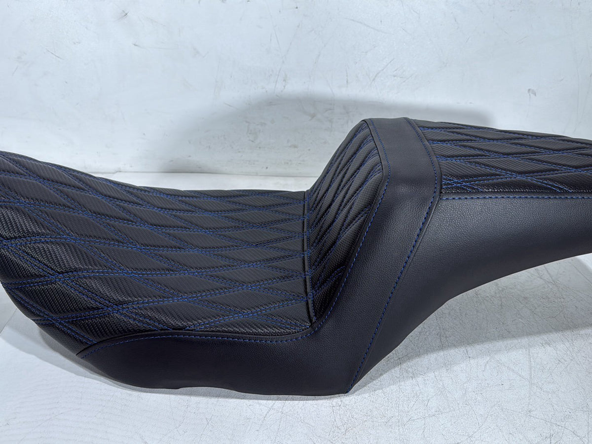 92 Harley Electra Touring Passenger Rider Driver Seat Saddle Two-Up Blue stitch