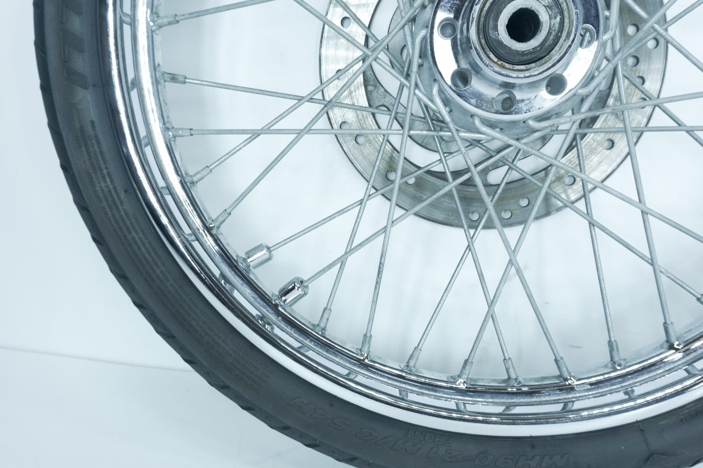 01 Harley Softail FXSTB Night Train OEM Front Wheel Rim Tire Spoked MH90-21 21"