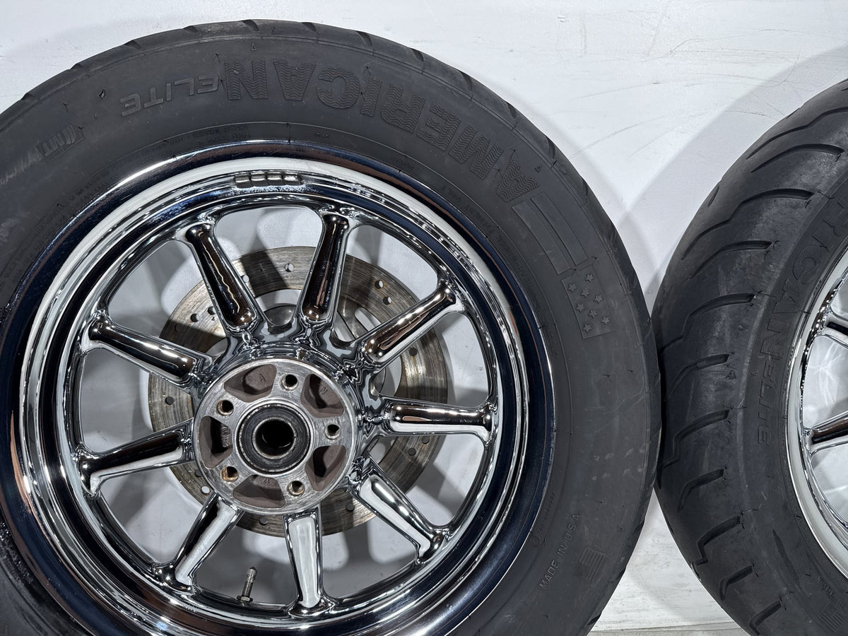 2002 Harley Electra Glide Touring Classic Front & Rear Wheel Rim Tire 16" CHROME