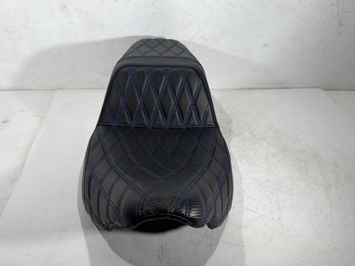92 Harley Electra Touring Passenger Rider Driver Seat Saddle Two-Up Blue stitch