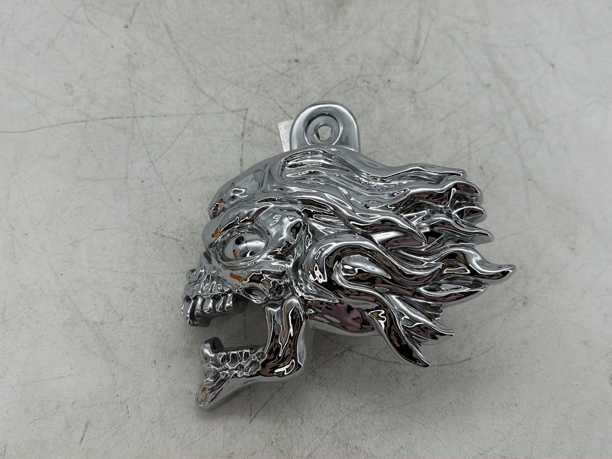 2005 Harley Road King Touring Police Horn Signal Klaxon w/ Chrome Cover SKULL