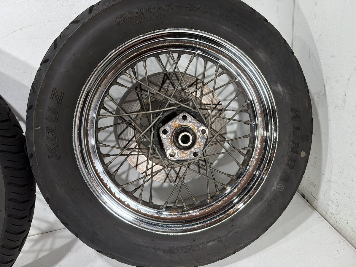 1991 Harley Sportster 883 Deluxe XLH883 Front Rear Wheel Rim Tire Spoked 16" 19"
