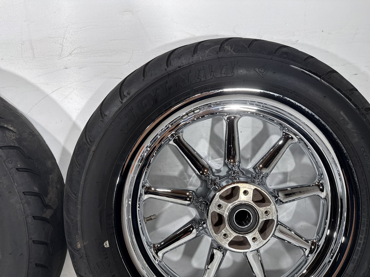 2002 Harley Electra Glide Touring Classic Front & Rear Wheel Rim Tire 16" CHROME