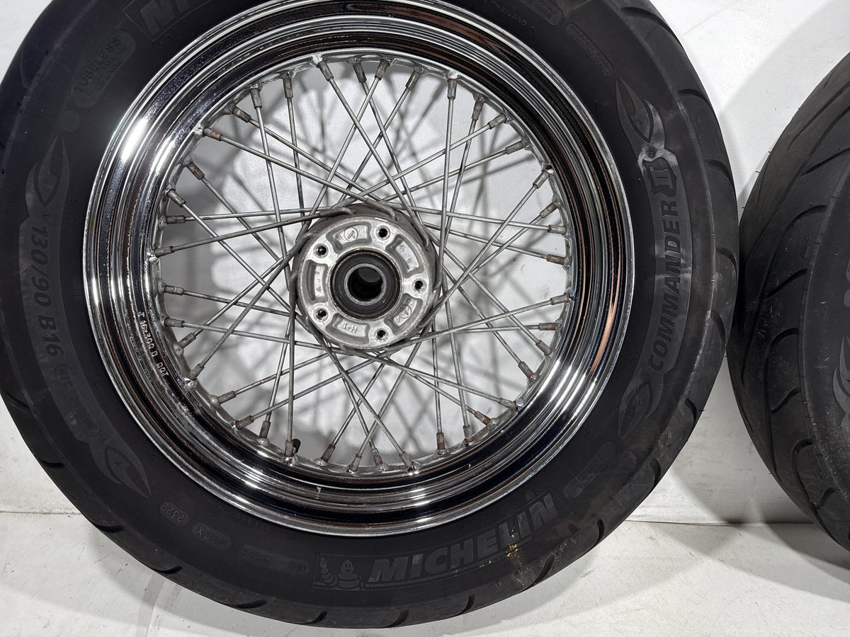 01 Harley Electra Glide Touring Classic OEM Front Rear Wheel Rim Tire Spoked 16"