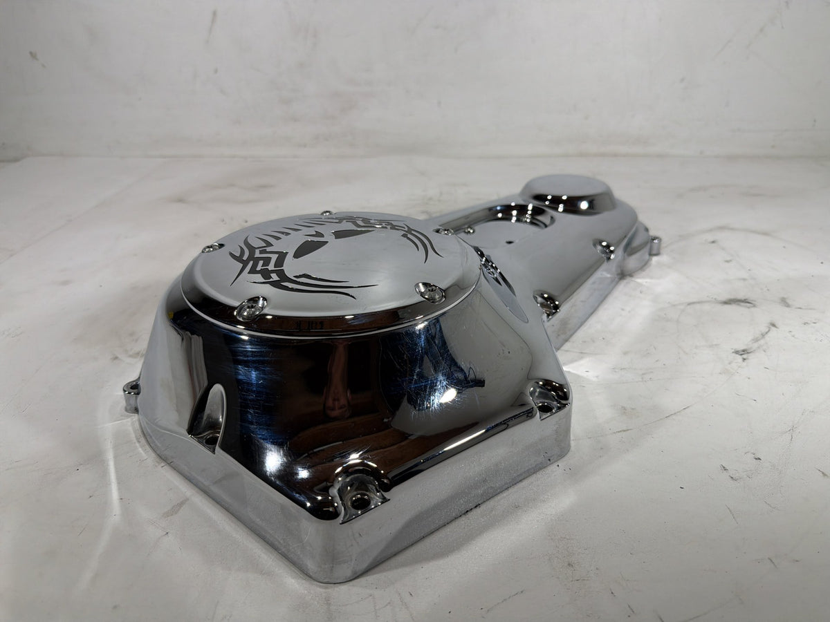 2006 Harley Softail Deuce FXSTDI OEM Outer Primary Clutch Cover SKULL