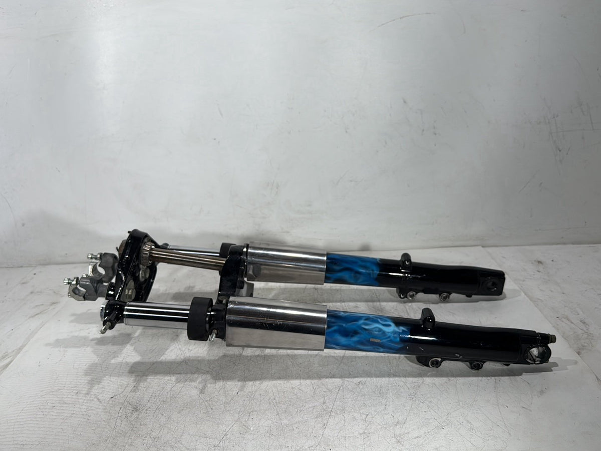 2005 Harley Road King Touring Police OEM Front Triple Tree Set & LH RH Fork Legs Sliders