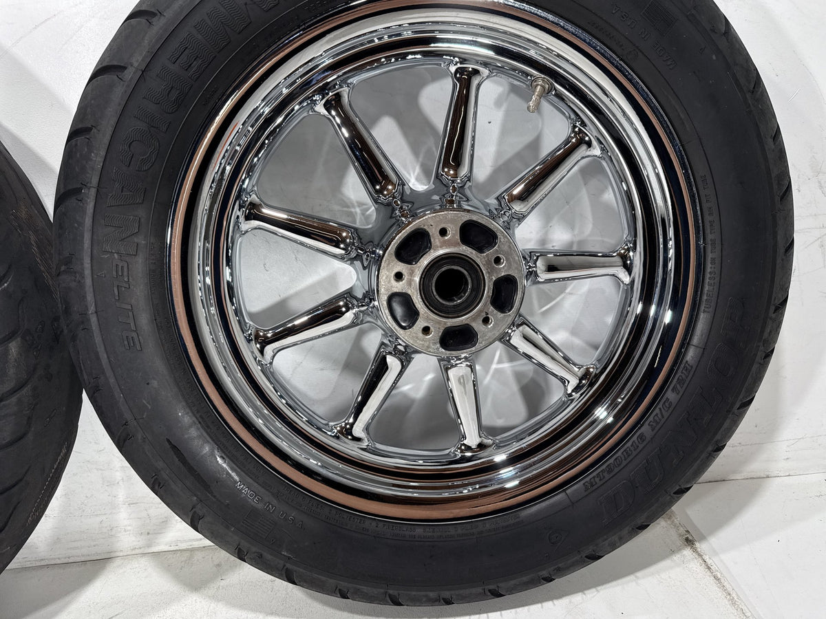 2002 Harley Electra Glide Touring Classic Front & Rear Wheel Rim Tire 16" CHROME