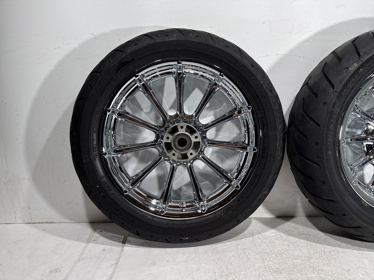 2009 Harley Electra Glide Touring CVO Eagle Front & Rear Wheel Rim Tire 16" 17"