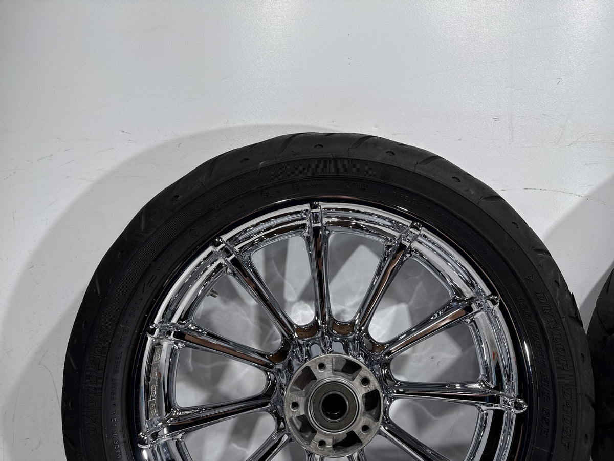 2009 Harley Electra Glide Touring CVO Eagle Front & Rear Wheel Rim Tire 16" 17"