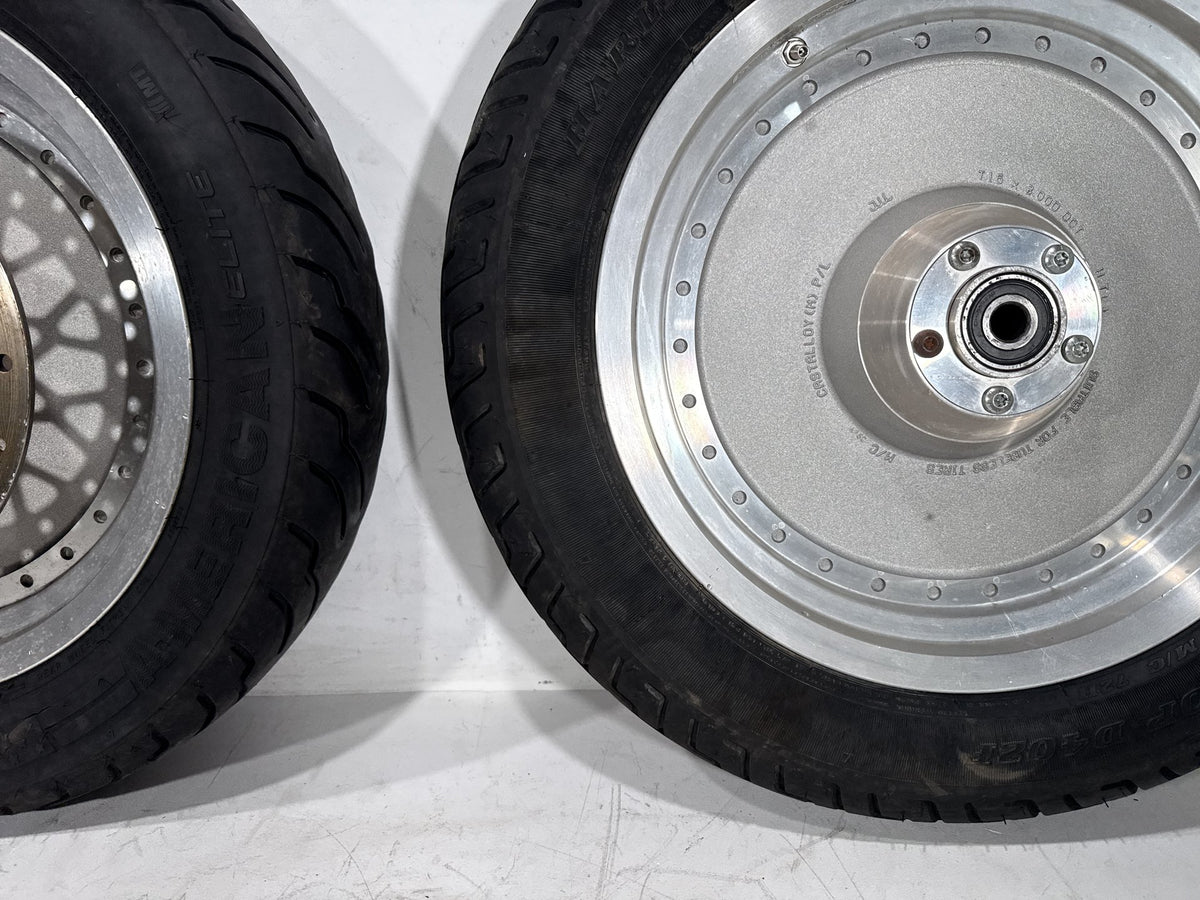 2002 Harley Heritage Softail Classic FLSTC OEM Front & Rear Wheel Rim Tire 16"